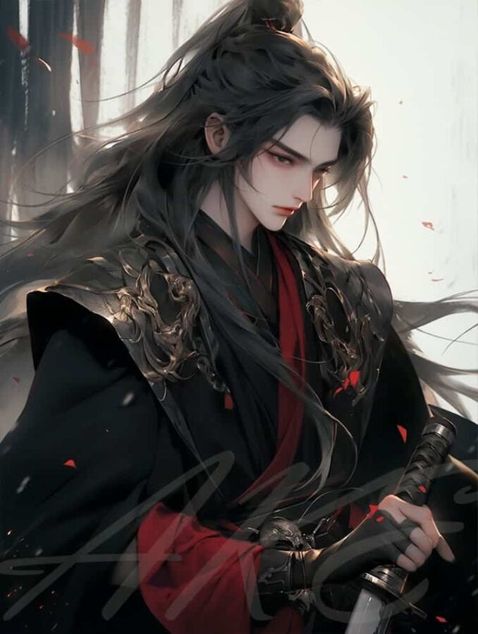 一剑镇山河古风长发男生头像 一人一剑仗剑天涯武打侠客风AI男头_10