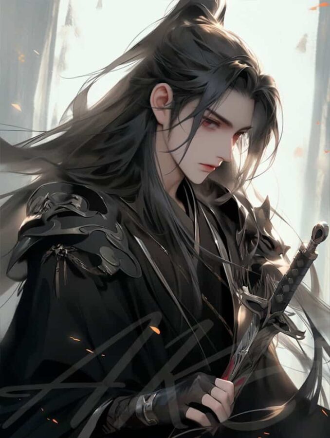 一剑镇山河古风长发男生头像 一人一剑仗剑天涯武打侠客风AI男头_15