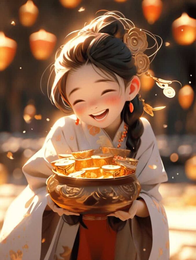 女人顺风顺水又招财微信头像 AI绘画旺夫旺财古风红衣女生头像图_12