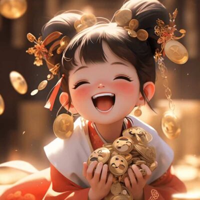 女人顺风顺水又招财微信头像 AI绘画旺夫旺财古风红衣女生头像图