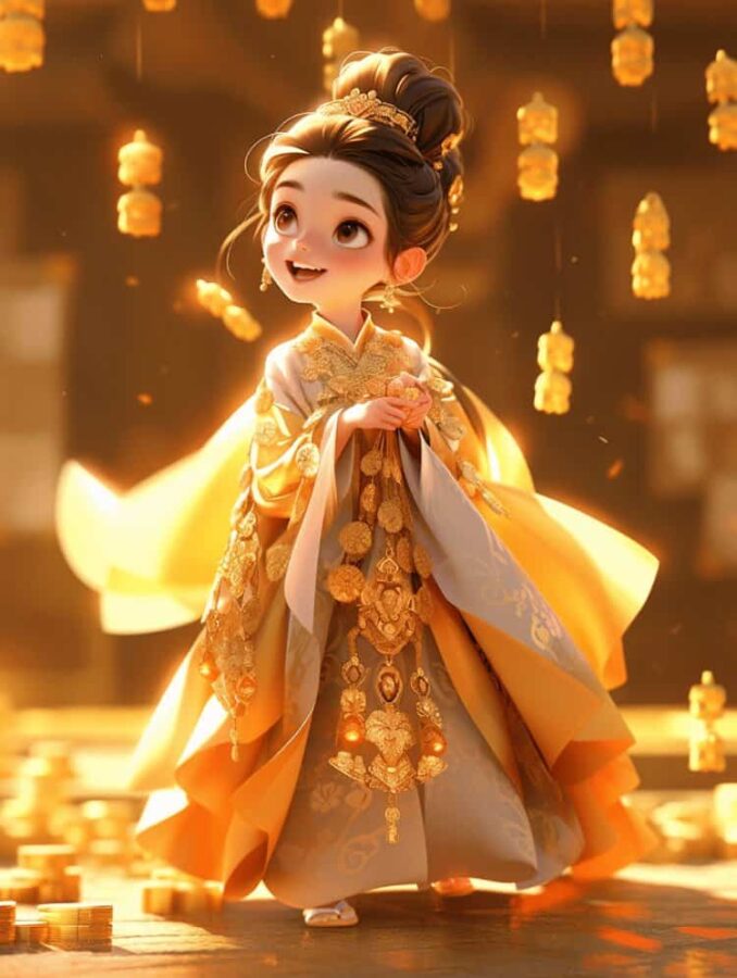 女人顺风顺水又招财微信头像 AI绘画旺夫旺财古风红衣女生头像图_24