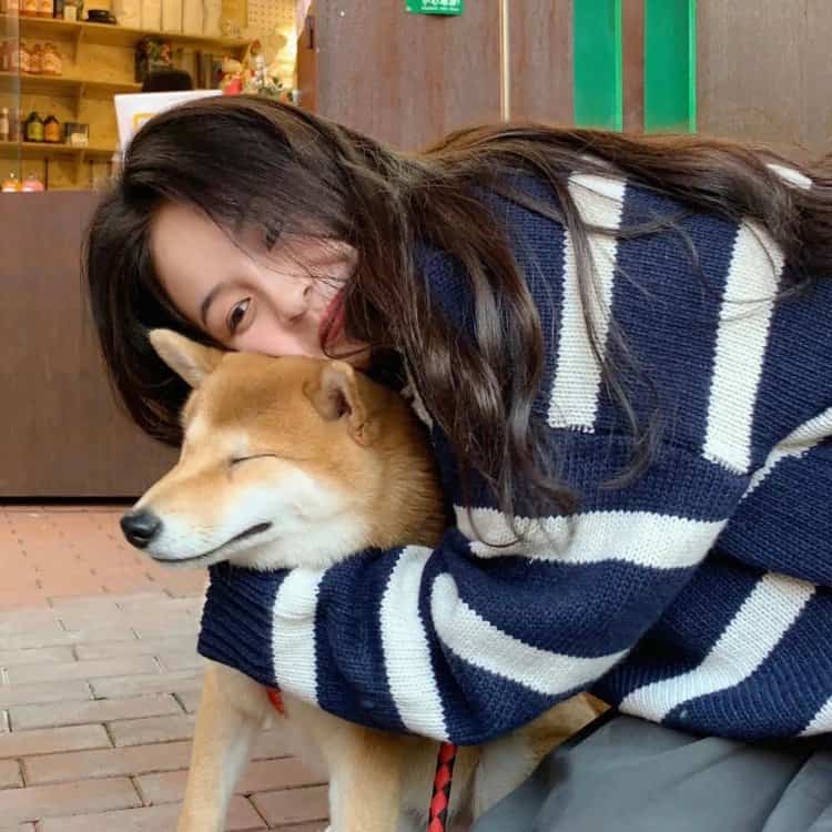 长发温柔女生抱狗狗微信头像 高级清冷氛围感真人照片女生头像_5