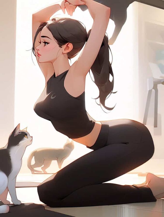 好看有个性的瑜伽普拉提动漫AI女生头像_18