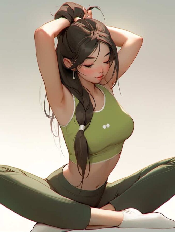 好看有个性的瑜伽普拉提动漫AI女生头像_19