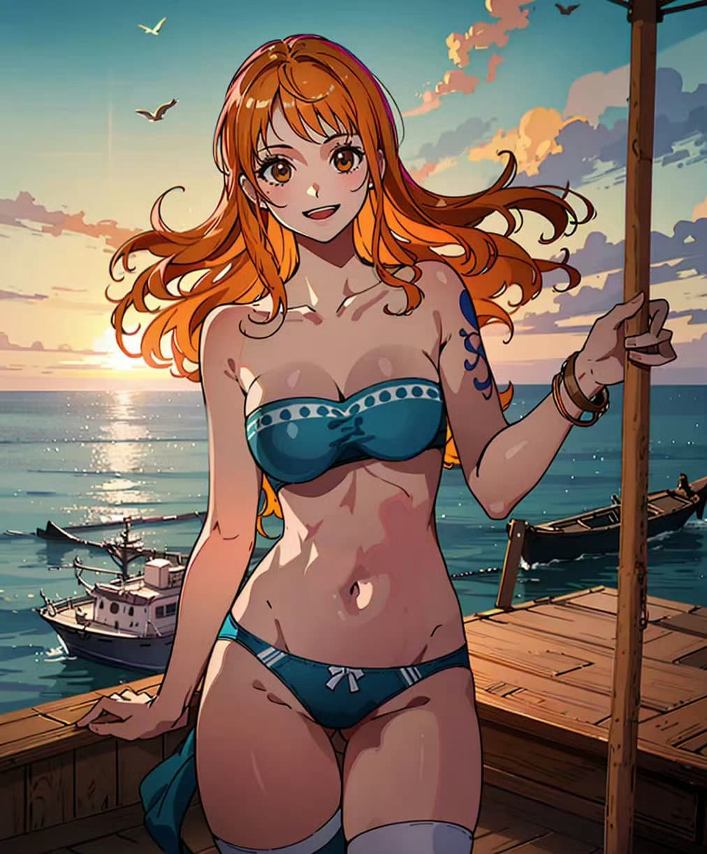 海贼王娜美比基尼火辣丰满身材AI图片_5