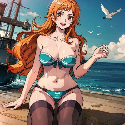 海贼王娜美比基尼火辣丰满身材AI图片