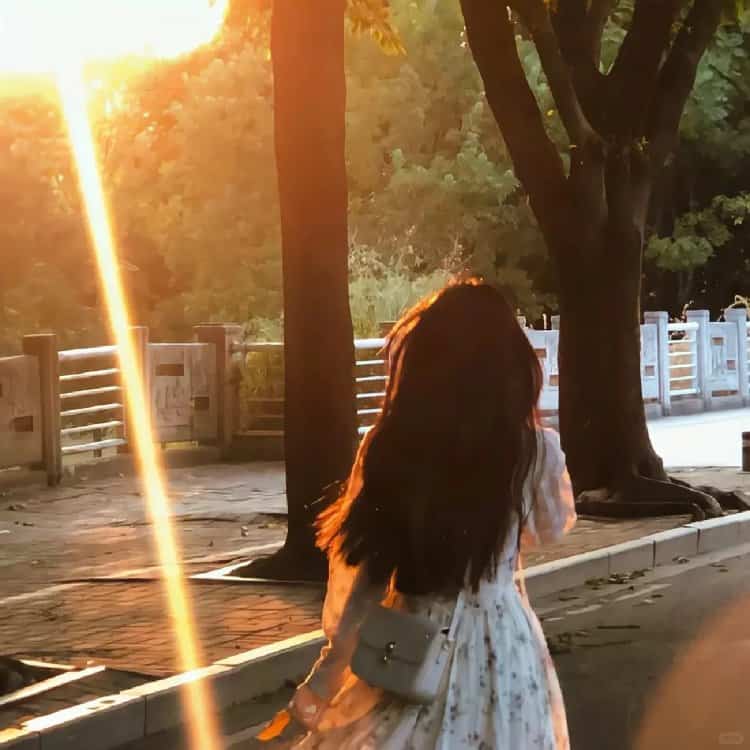 日落氛围感女孩背影微信头像 真人不露脸背影夕阳女生头像_10