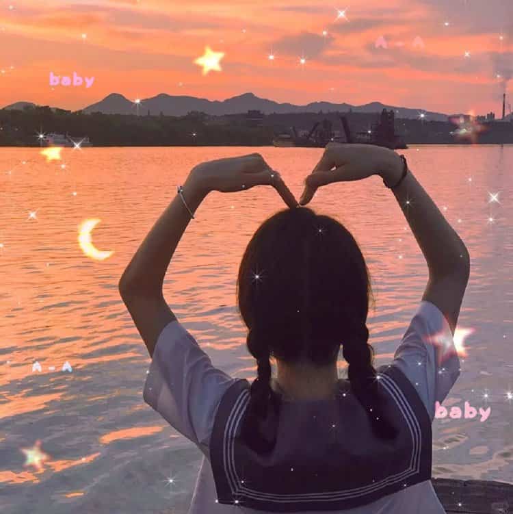 日落氛围感女孩背影微信头像 真人不露脸背影夕阳女生头像_18