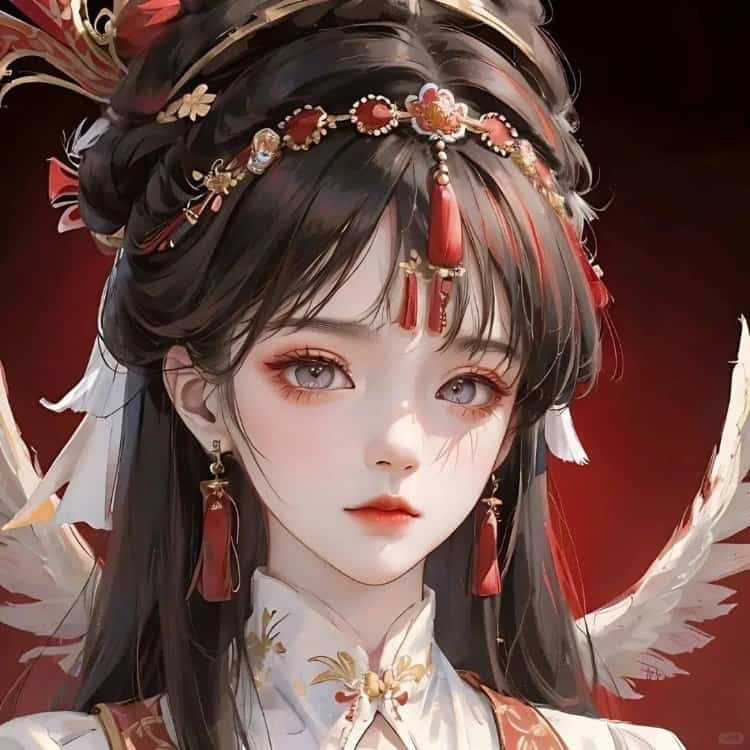 AI手绘插画版古风女孩动漫微信头像 清冷仙气飘飘女生头像_15