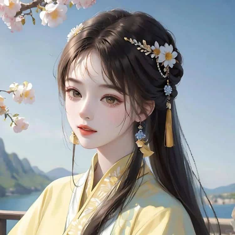 AI手绘插画版古风女孩动漫微信头像 清冷仙气飘飘女生头像_18