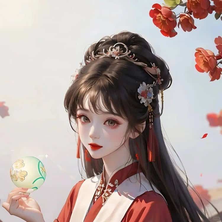 AI手绘插画版古风女孩动漫微信头像 清冷仙气飘飘女生头像_20