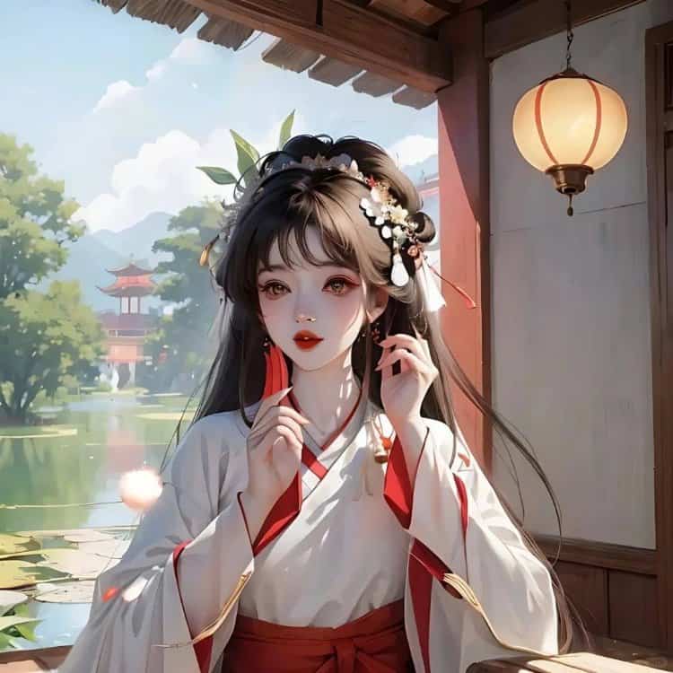 AI手绘插画版古风女孩动漫微信头像 清冷仙气飘飘女生头像_21
