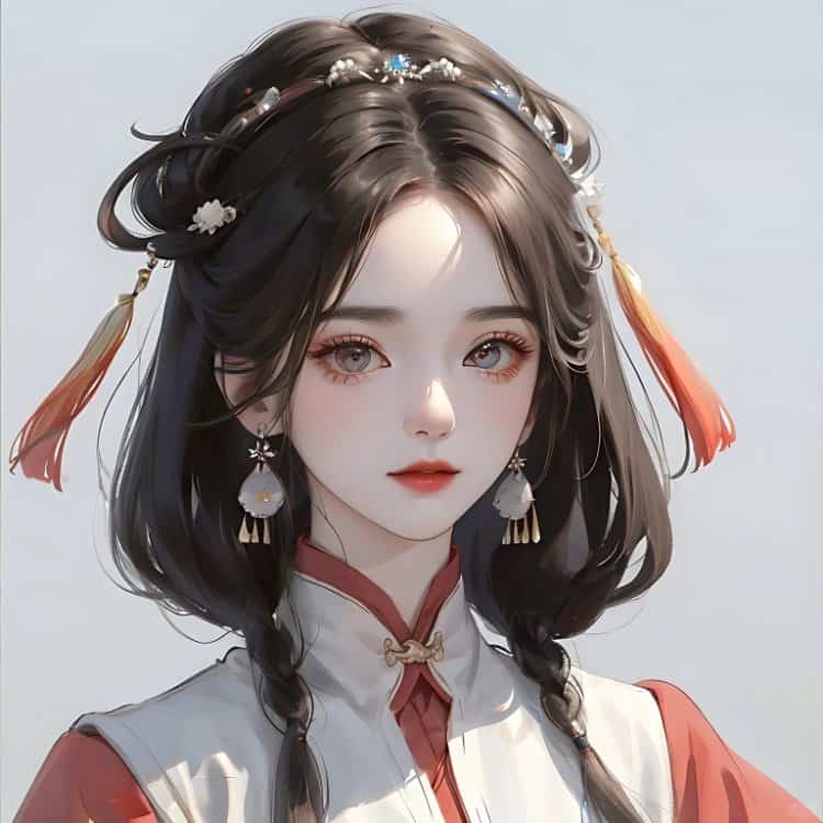 AI手绘插画版古风女孩动漫微信头像 清冷仙气飘飘女生头像_1
