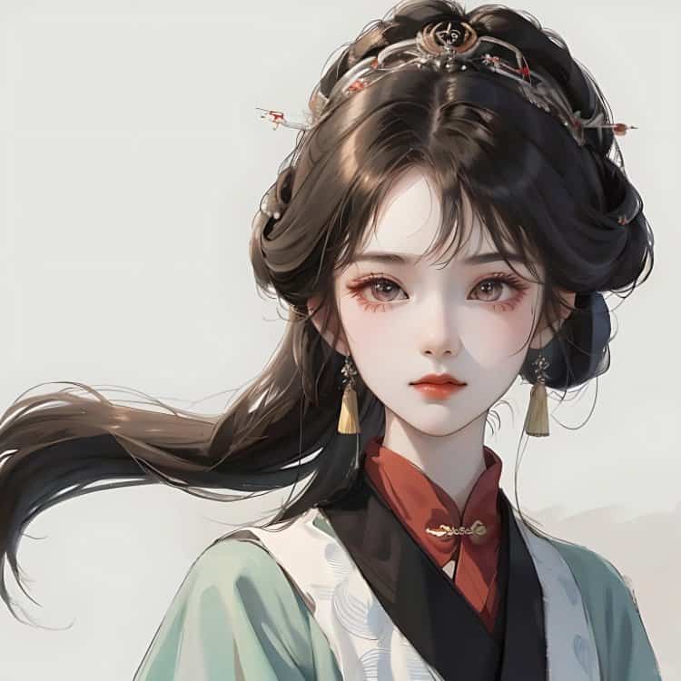 AI手绘插画版古风女孩动漫微信头像 清冷仙气飘飘女生头像_2