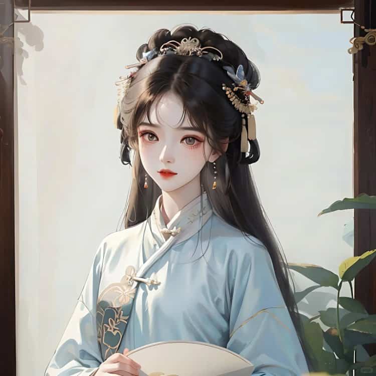 AI手绘插画版古风女孩动漫微信头像 清冷仙气飘飘女生头像_3
