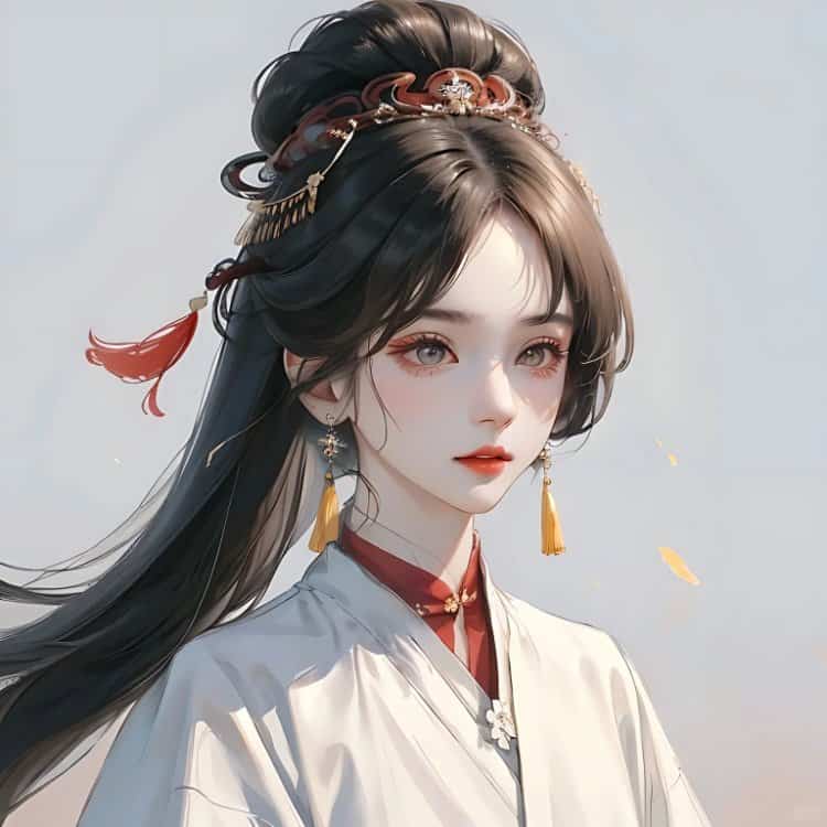 AI手绘插画版古风女孩动漫微信头像 清冷仙气飘飘女生头像_5