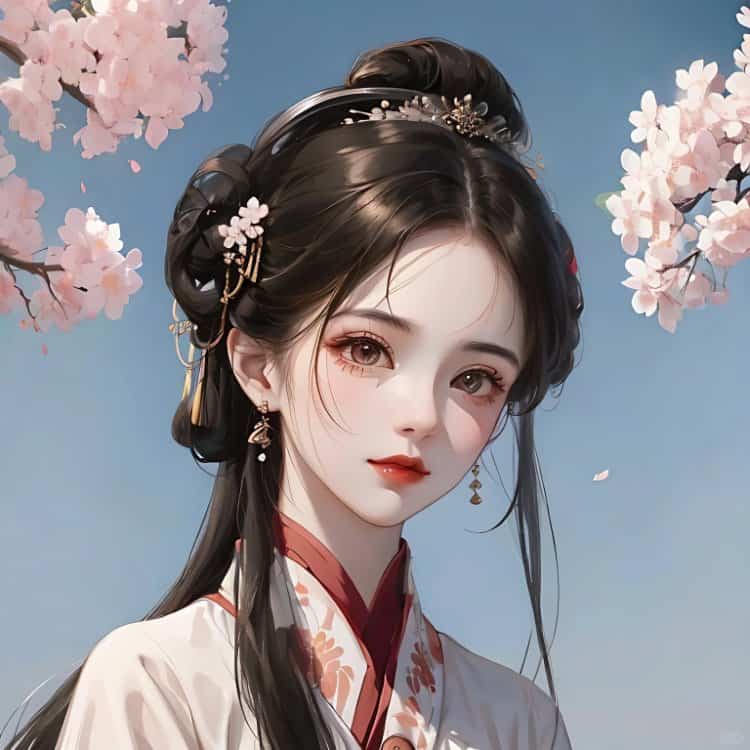 AI手绘插画版古风女孩动漫微信头像 清冷仙气飘飘女生头像_9
