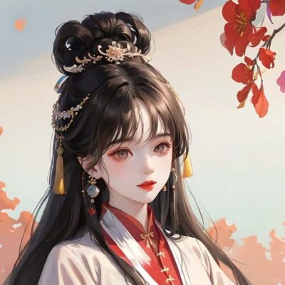 AI手绘插画版古风女孩动漫微信头像 清冷仙气飘飘女生头像