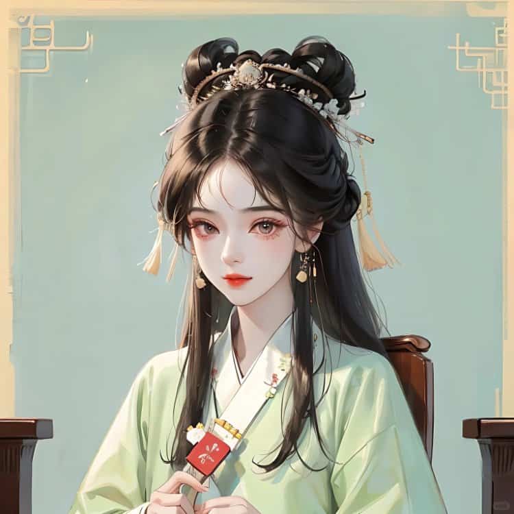 AI手绘插画版古风女孩动漫微信头像 清冷仙气飘飘女生头像_13