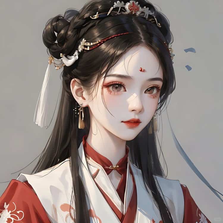 AI手绘插画版古风女孩动漫微信头像 清冷仙气飘飘女生头像_14