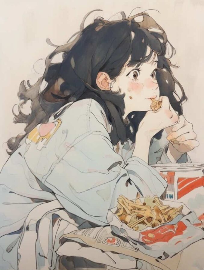 高级慵懒小众宅女日常微信头像 手绘风烟火气气质女生头像_4