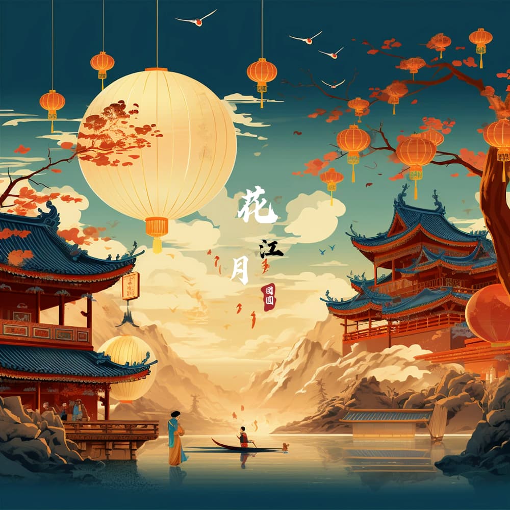 花好月圆中秋节的插画适合发朋友圈配图_1