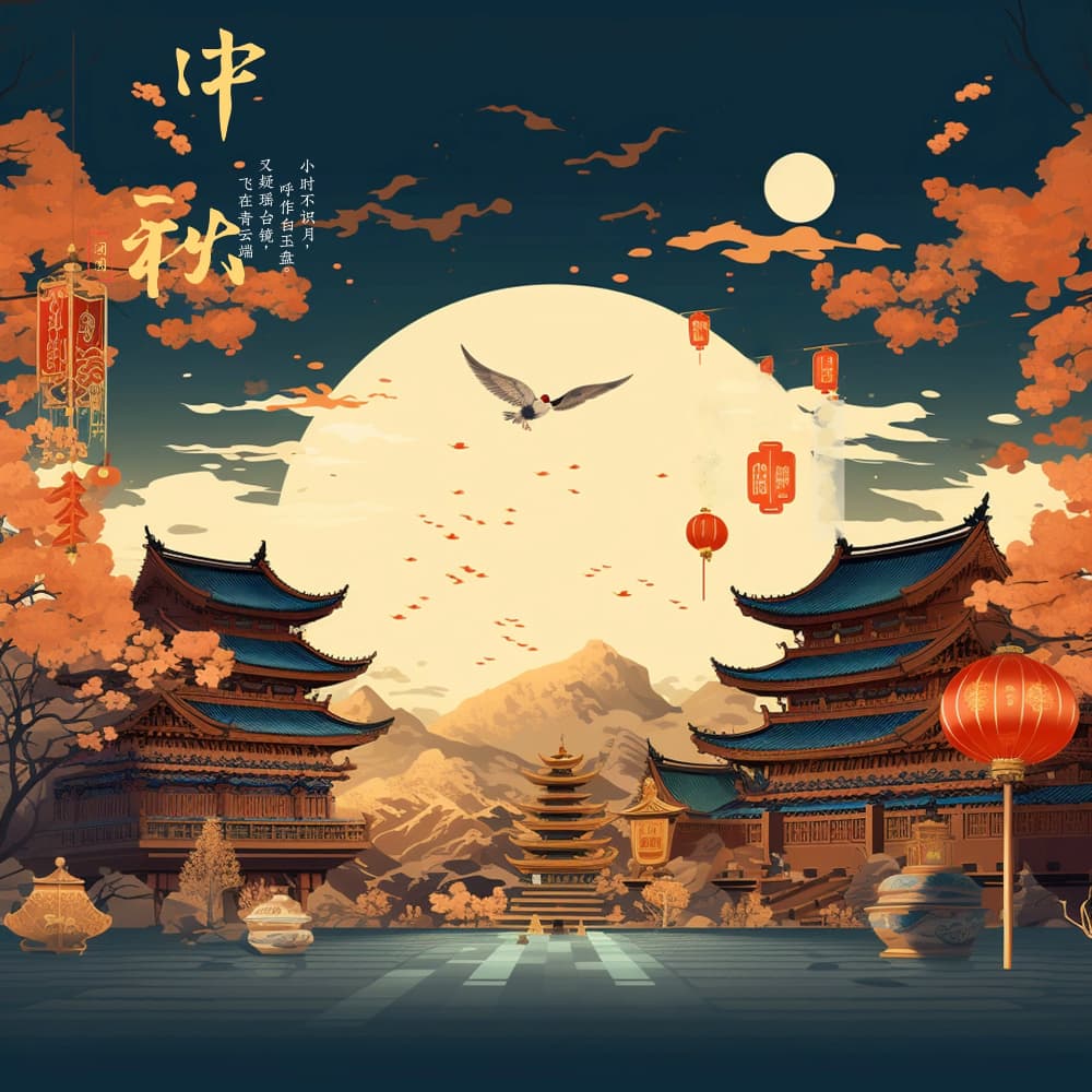 花好月圆中秋节的插画适合发朋友圈配图_6