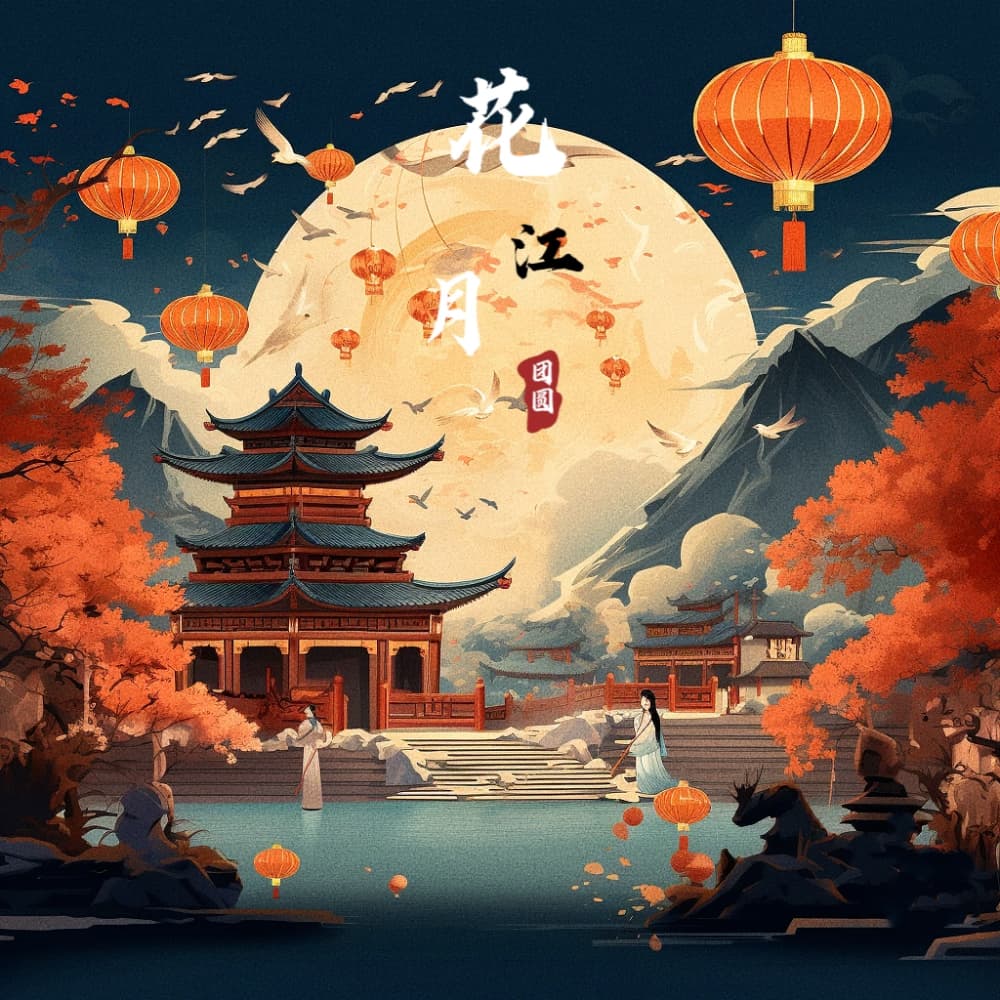 花好月圆中秋节的插画适合发朋友圈配图_7