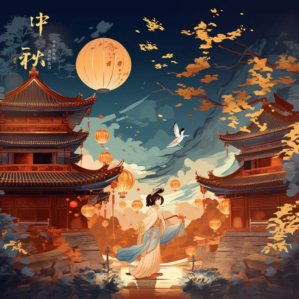 花好月圆中秋节的插画适合发朋友圈配图_13