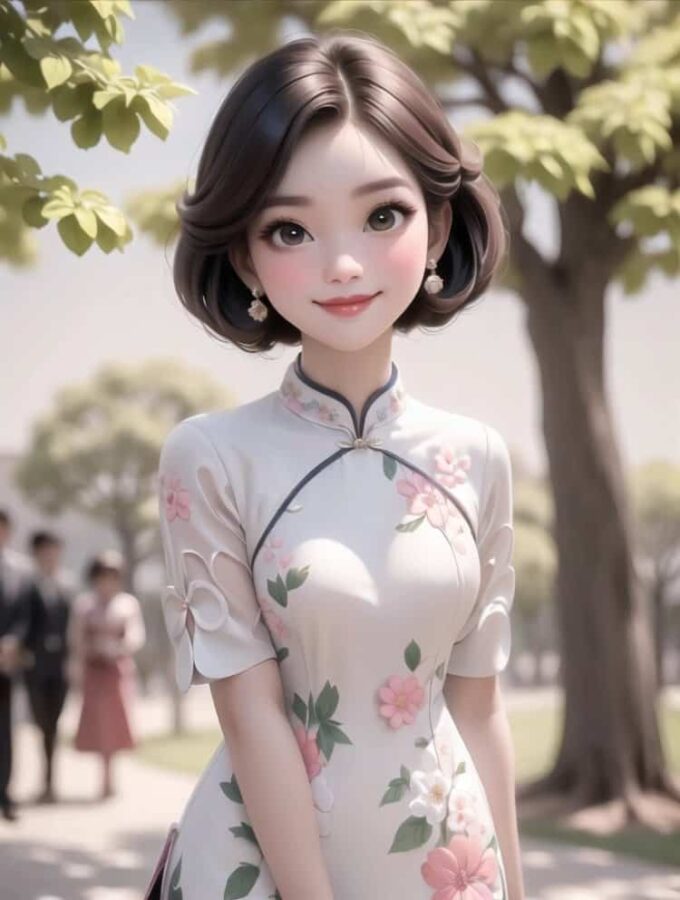 AI水墨旗袍女生头像 复古国风女人穿旗袍微信头像_10