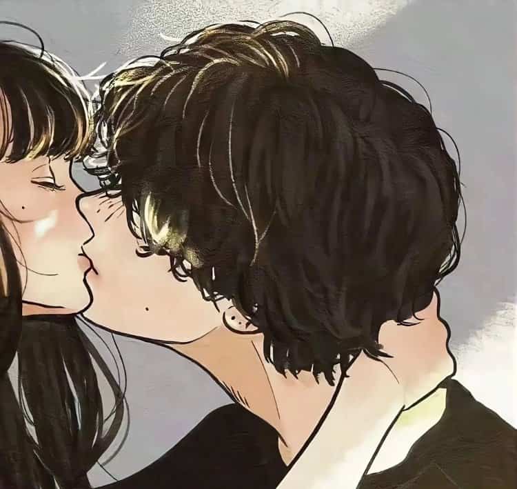 动漫看了脸红的禁欲系男女情头 超级撩人亲吻情侣头像_19