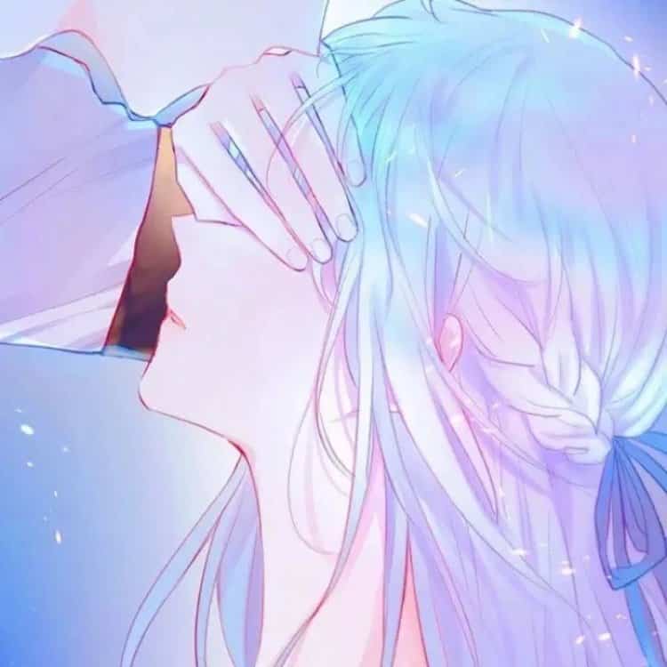 动漫看了脸红的禁欲系男女情头 超级撩人亲吻情侣头像_13