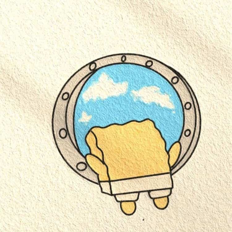 海绵宝宝派大星手绘风情侣头像 怀旧动漫情头_27