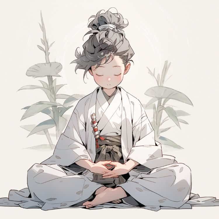 佛系灰白蓝色打坐男孩古风系列微信头像 酷帅动漫男生头像_2