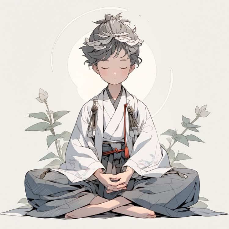 佛系灰白蓝色打坐男孩古风系列微信头像 酷帅动漫男生头像_3