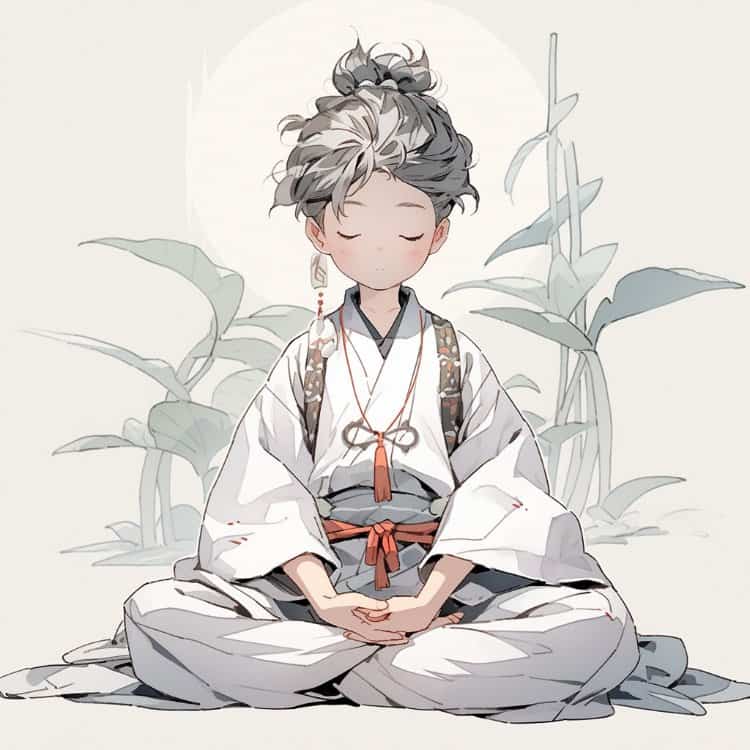 佛系灰白蓝色打坐男孩古风系列微信头像 酷帅动漫男生头像_7