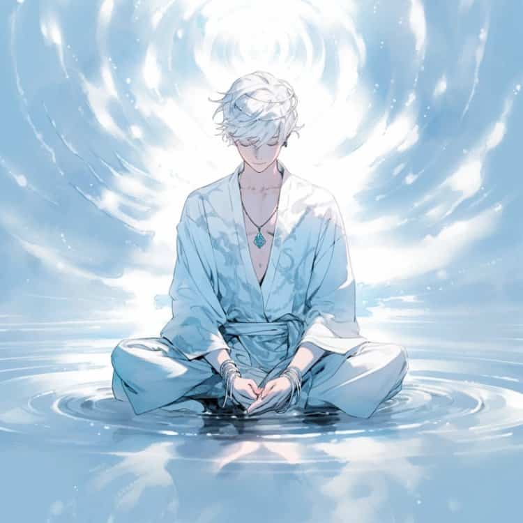 佛系灰白蓝色打坐男孩古风系列微信头像 酷帅动漫男生头像_19