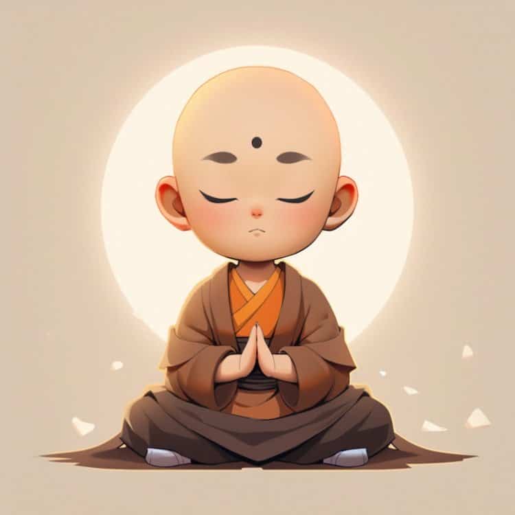 抖音很火的禅意佛系小和尚微信头像 AI绘画好看的佛系卡通男生头像_9