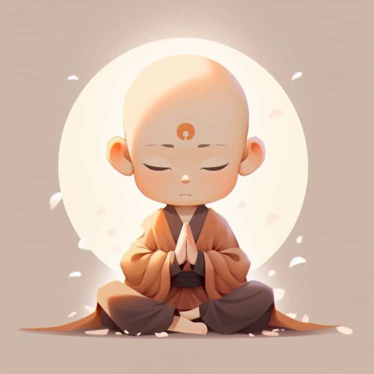 抖音很火的禅意佛系小和尚微信头像 AI绘画好看的佛系卡通男生头像_10