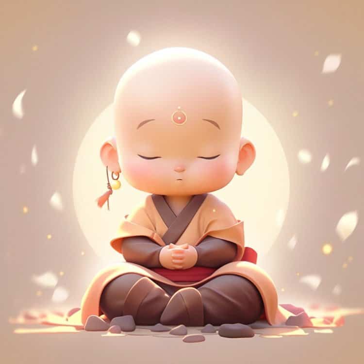 抖音很火的禅意佛系小和尚微信头像 AI绘画好看的佛系卡通男生头像_16
