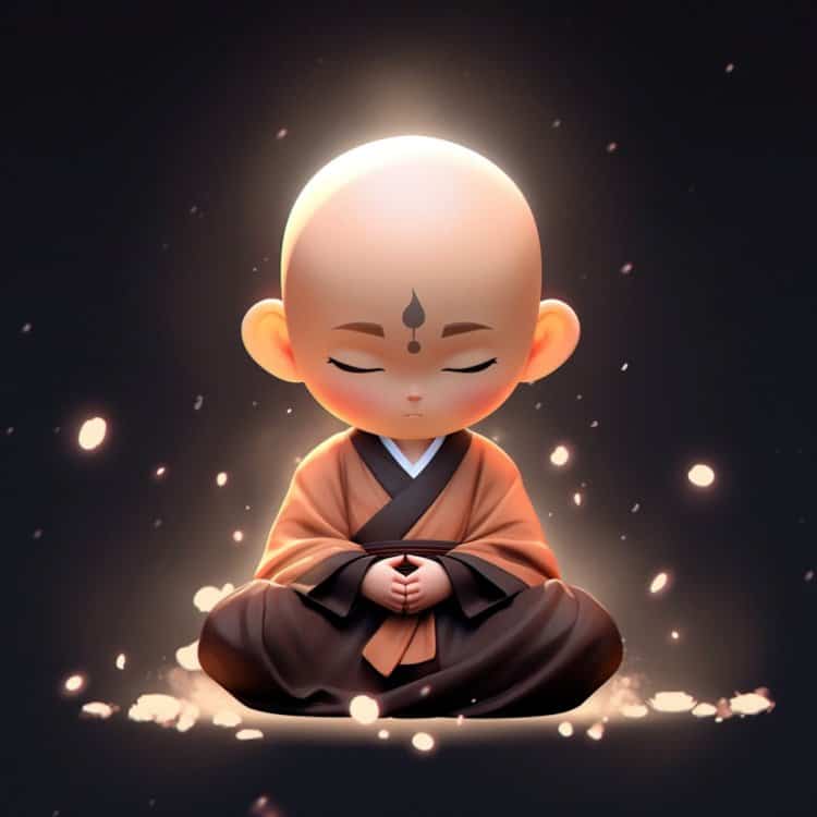 抖音很火的禅意佛系小和尚微信头像 AI绘画好看的佛系卡通男生头像_1