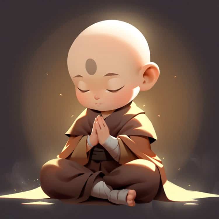 抖音很火的禅意佛系小和尚微信头像 AI绘画好看的佛系卡通男生头像_3