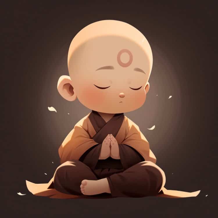 抖音很火的禅意佛系小和尚微信头像 AI绘画好看的佛系卡通男生头像_4