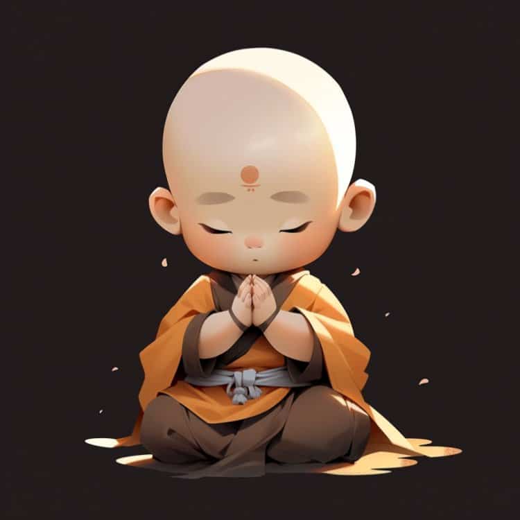 抖音很火的禅意佛系小和尚微信头像 AI绘画好看的佛系卡通男生头像_5