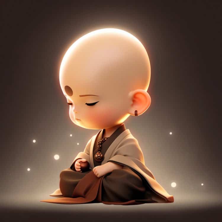 抖音很火的禅意佛系小和尚微信头像 AI绘画好看的佛系卡通男生头像_6