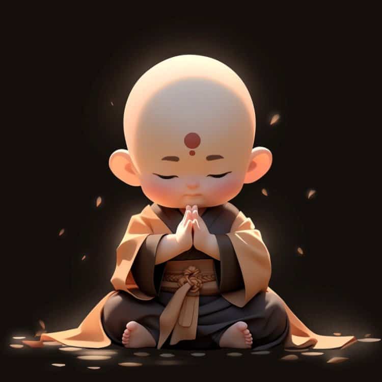 抖音很火的禅意佛系小和尚微信头像 AI绘画好看的佛系卡通男生头像_7