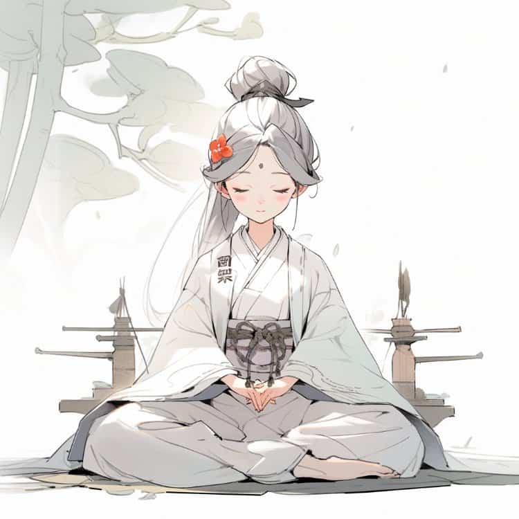 治愈佛系打坐女孩古风微信头像 可爱唯美萌萌哒闺蜜头像_1