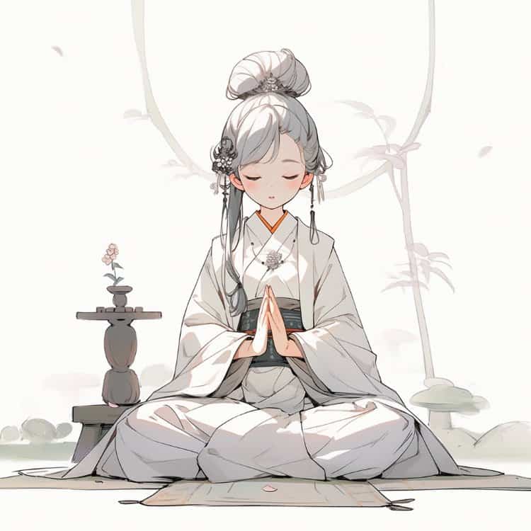 治愈佛系打坐女孩古风微信头像 可爱唯美萌萌哒闺蜜头像_3