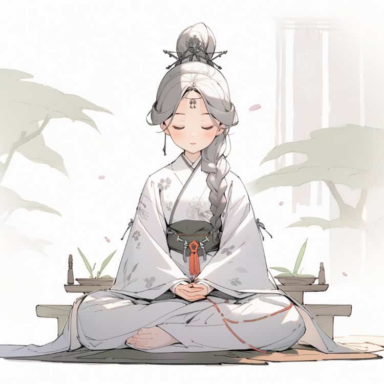 治愈佛系打坐女孩古风微信头像 可爱唯美萌萌哒闺蜜头像_6