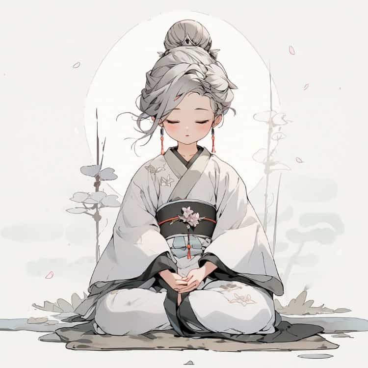 治愈佛系打坐女孩古风微信头像 可爱唯美萌萌哒闺蜜头像_11